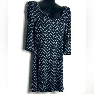 Chevron Patterned Black and Gold Dress NWPT